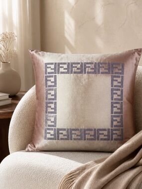 FENDI pairs of soft purple pillows with Metallic Logo